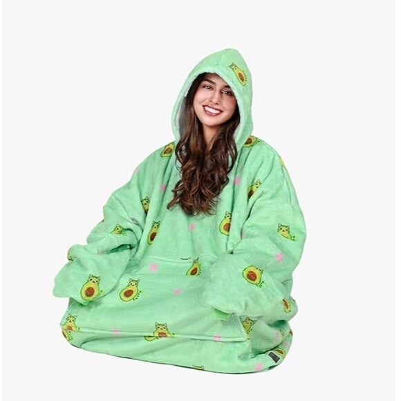 Tirrinia Wearable Blanket Snuggie Oversized Hoodie Avocado cat Blanket adult - Picture 2 of 11